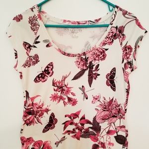 Talbots cotton butterfly tee scoop neck and short sleeves petite small